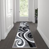 Contemporary 2' x 7' Abstract Area Rug - Stain-Resistant Olefin - Perfect for Hallway, Entryway