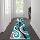 English Elm 2' x 7' Abstract Area Rug - Olefin Rug with Jute Backing - Hallway, Entryway, or Bedroom