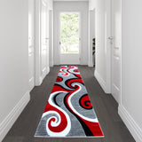 English Elm 3' x 10' Abstract Area Rug - Olefin Rug with Jute Backing - Hallway, Entryway, or Bedroom