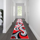 English Elm 3' x 16' Abstract Area Rug - Olefin Rug with Jute Backing - Hallway, Entryway, or Bedroom