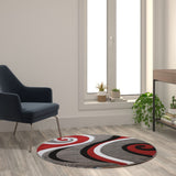 English Elm 4' x 4' Abstract Area Rug - Olefin Rug with Jute Backing - Hallway, Entryway, or Bedroom