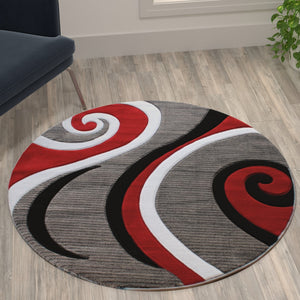 English Elm 4' x 4' Abstract Area Rug - Olefin Rug with Jute Backing - Hallway, Entryway, or Bedroom