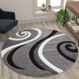 English Elm 5' x 5' Abstract Area Rug - Olefin Rug with Jute Backing - Hallway, Entryway, or Bedroom