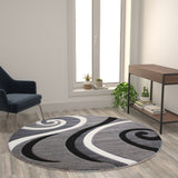 5' x 5' Abstract Area Rug - Olefin Rug with Jute Backing - Hallway, Entryway, or Bedroom