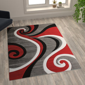 English Elm 5' x 7' Abstract Area Rug - Olefin Rug with Jute Backing - Hallway, Entryway, or Bedroom