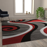 English Elm 8' x 10' Abstract Area Rug - Olefin Rug with Jute Backing - Hallway, Entryway, or Bedroom