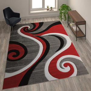 English Elm 8' x 10' Abstract Area Rug - Olefin Rug with Jute Backing - Hallway, Entryway, or Bedroom