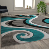 English Elm 8' x 10' Abstract Area Rug - Olefin Rug with Jute Backing - Hallway, Entryway, or Bedroom