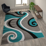 English Elm 8' x 10' Abstract Area Rug - Olefin Rug with Jute Backing - Hallway, Entryway, or Bedroom