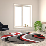 English Elm 8' x 8' Abstract Area Rug - Olefin Rug with Jute Backing - Hallway, Entryway, or Bedroom