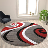 English Elm 8' x 8' Abstract Area Rug - Olefin Rug with Jute Backing - Hallway, Entryway, or Bedroom