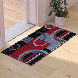 English Elm 2' x 3' Geometric Abstract Area Rug - Olefin Rug with Jute Backing - Entryway, Living Room, or Bedroom