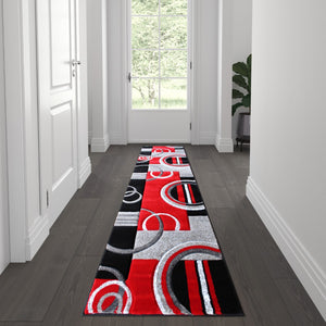 English Elm 2' x 7' Geometric Abstract Area Rug - Olefin Rug with Jute Backing - Entryway, Living Room, or Bedroom