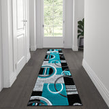 English Elm 2' x 7' Geometric Abstract Area Rug - Olefin Rug with Jute Backing - Entryway, Living Room, or Bedroom