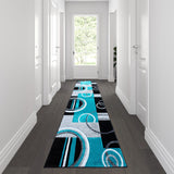 English Elm 3' x 10' Abstract Area Rug - Olefin Rug with Jute Backing - Entryway, Living Room, or Bedroom