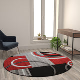 Round 5' x 5' Abstract Area Rug - Olefin Rug with Jute Backing - Entryway, Living Room, or Bedroom