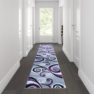 English Elm 2' x 11' Abstract Area Rug - Olefin Rug with Jute Backing - Hallway, Entryway, Bedroom, Living Room