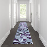 Modern Abstract 2' x 11' Area Rug with Stain-Resistant Olefin & Jute Backing