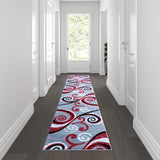 English Elm 2' x 11' Abstract Area Rug - Olefin Rug with Jute Backing - Hallway, Entryway, Bedroom, Living Room