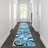 English Elm 2' x 11' Abstract Area Rug - Olefin Rug with Jute Backing - Hallway, Entryway, Bedroom, Living Room