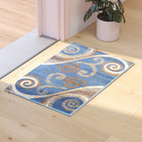 English Elm 2' x 3' Abstract Area Rug - Olefin Rug with Jute Backing - Hallway, Entryway, Bedroom, Living Room