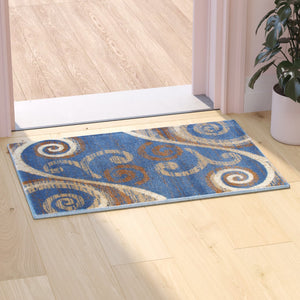 English Elm 2' x 3' Abstract Area Rug - Olefin Rug with Jute Backing - Hallway, Entryway, Bedroom, Living Room