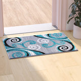 English Elm 2' x 3' Abstract Area Rug - Olefin Rug with Jute Backing - Hallway, Entryway, Bedroom, Living Room