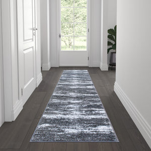 English Elm 2' x 7' Abstract Area Rug - Olefin Rug with Jute Backing - Hallway, Entryway, Bedroom, Living Room