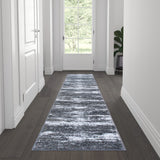 Modern 2' x 7' Abstract Rug - Stain-Resistant Olefin, Jute Backing - Indoor Use