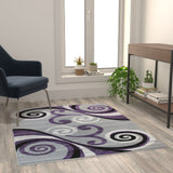 English Elm 4' x 5' Abstract Area Rug - Olefin Rug with Jute Backing - Hallway, Entryway, Bedroom, Living Room