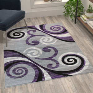 English Elm 4' x 5' Abstract Area Rug - Olefin Rug with Jute Backing - Hallway, Entryway, Bedroom, Living Room