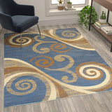 5' x 7' Abstract Area Rug - Olefin Rug with Jute Backing - Hallway, Entryway, Bedroom, Living Room