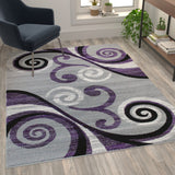 English Elm 5' x 7' Abstract Area Rug - Olefin Rug with Jute Backing - Hallway, Entryway, Bedroom, Living Room