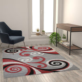 English Elm 5' x 7' Abstract Area Rug - Olefin Rug with Jute Backing - Hallway, Entryway, Bedroom, Living Room