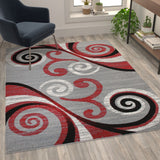 English Elm 5' x 7' Abstract Area Rug - Olefin Rug with Jute Backing - Hallway, Entryway, Bedroom, Living Room