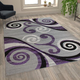 English Elm 6' x 9' Abstract Area Rug - Olefin Rug with Jute Backing - Hallway, Entryway, Bedroom, Living Room