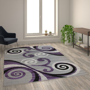 English Elm 6' x 9' Abstract Area Rug - Olefin Rug with Jute Backing - Hallway, Entryway, Bedroom, Living Room