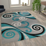 English Elm 6' x 9' Abstract Area Rug - Olefin Rug with Jute Backing - Hallway, Entryway, Bedroom, Living Room