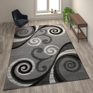 English Elm 8' x 10' Abstract Area Rug - Olefin Rug with Jute Backing - Hallway, Entryway, Bedroom, Living Room