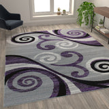 English Elm 8' x 10' Abstract Area Rug - Olefin Rug with Jute Backing - Hallway, Entryway, Bedroom, Living Room