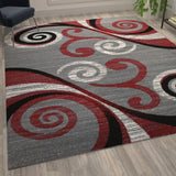 English Elm 8' x 10' Abstract Area Rug - Olefin Rug with Jute Backing - Hallway, Entryway, Bedroom, Living Room