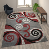 English Elm 8' x 10' Abstract Area Rug - Olefin Rug with Jute Backing - Hallway, Entryway, Bedroom, Living Room