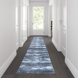 Modern 2' x 11' Multicolor Area Rug with Distressed Design & Jute Backing