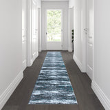 English Elm 2' x 11' Distressed Olefin Area Rug with Jute Backing for Entryway, Living Room, Bedroom