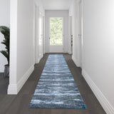 3' x 16' Distressed Gray Olefin Area Rug with Jute Backing for Entryway, Living Room, Bedroom