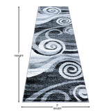 English Elm 2' x 7' Swirl Patterned Olefin Area Rug with Jute Backing for Entryway, Living Room, Bedroom