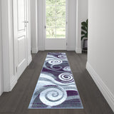 English Elm 2' x 7' Swirl Patterned Olefin Area Rug with Jute Backing for Entryway, Living Room, Bedroom