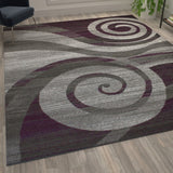 English Elm 6' x 9' Swirl Patterned Olefin Area Rug with Jute Backing for Entryway, Living Room, Bedroom