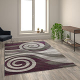 English Elm 8' x 10' Swirl Patterned Olefin Area Rug with Jute Backing for Entryway, Living Room, Bedroom