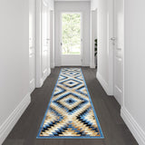 Southwestern 2' x 11' Area Rug - Olefin Rug with Jute Backing - Entryway, Living Room, Bedroom